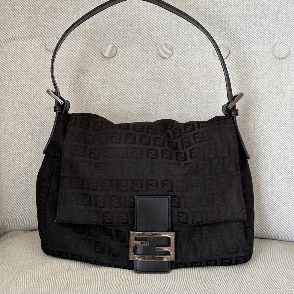 Fendi Black Zucchino Mama Shoulder Bag